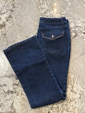Hannah Denim Dark Wash Bootcut Jeans - Size 6P Early 2000's Y2K